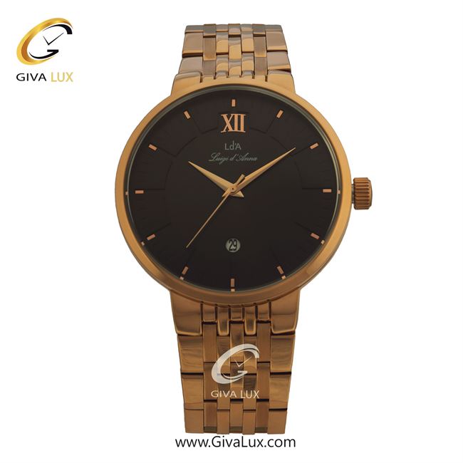 ساعت مچی اورجینال مردانه LdA | لوئیجی د آنا | Luigi d'Ana رزگلد | رزگلد| مشکی| کد رفرنس 2404